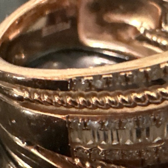 14Kt Rose Gold Diamonds Band Many Layers rings Stacked together! - Picture 6 of 8